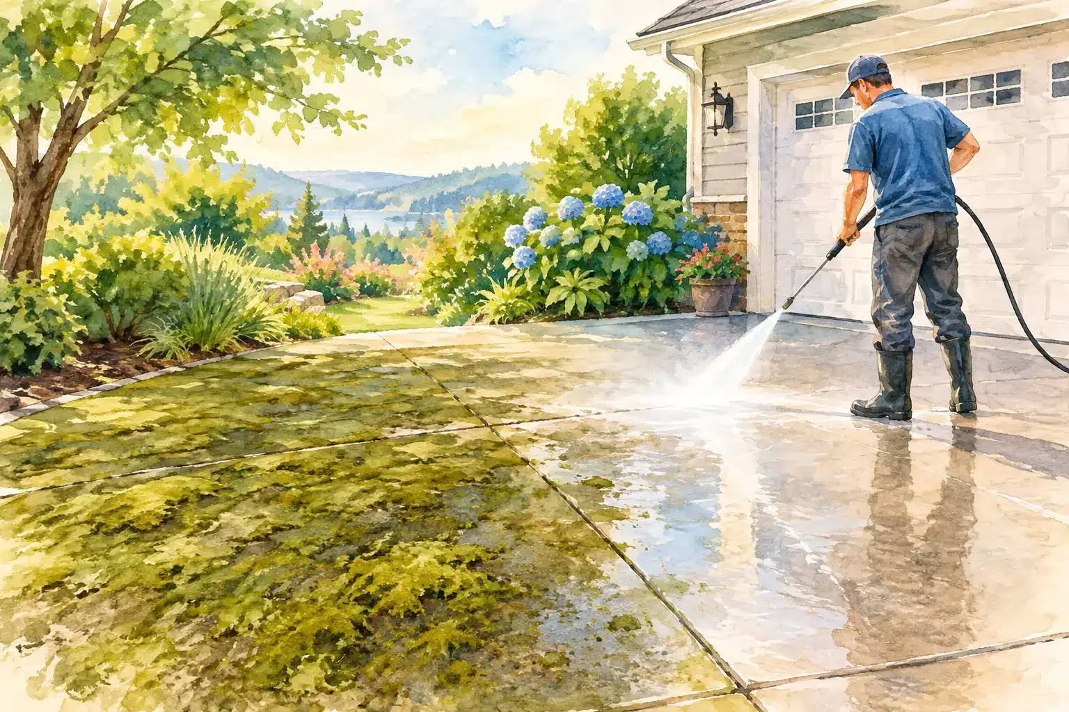 Driveway Pressure Washing for Moss That Lasts