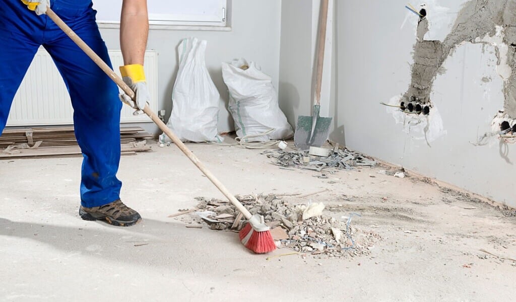Home renovation cleanup with vacuum and mop for spotless interiors
